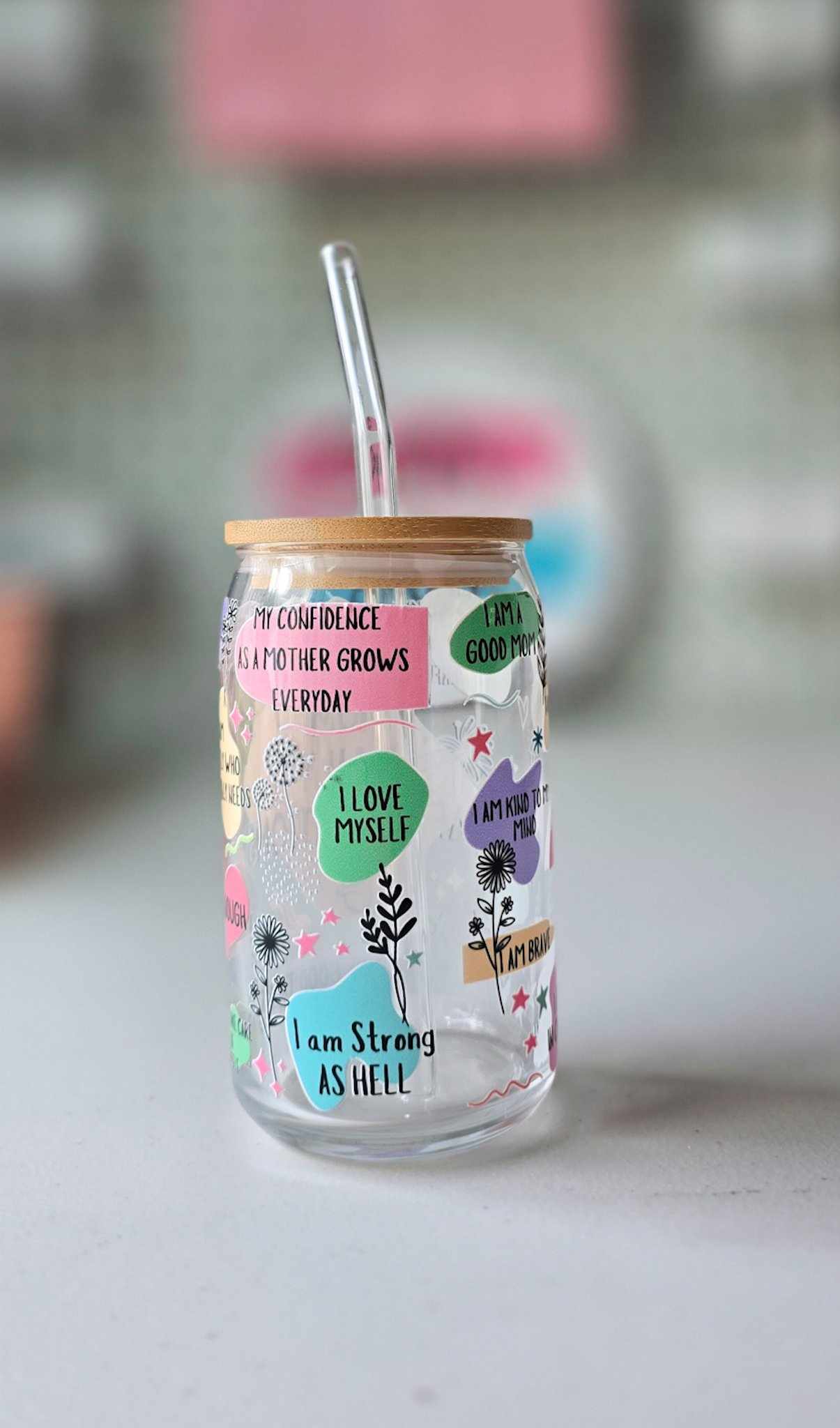 Mom Daily Affirmation Glass Tumbler for Mom