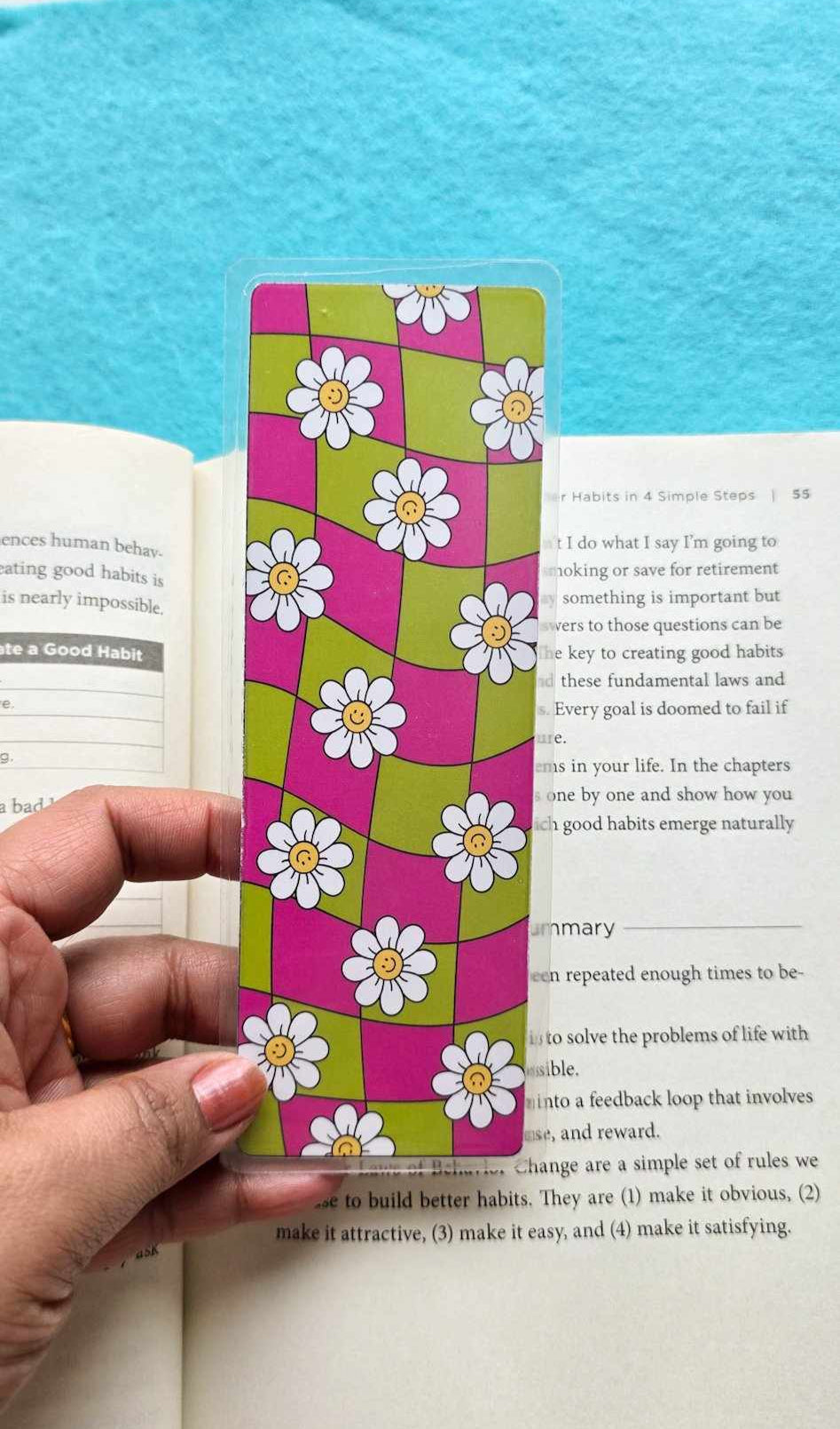 Floral Checkered Bookmark
