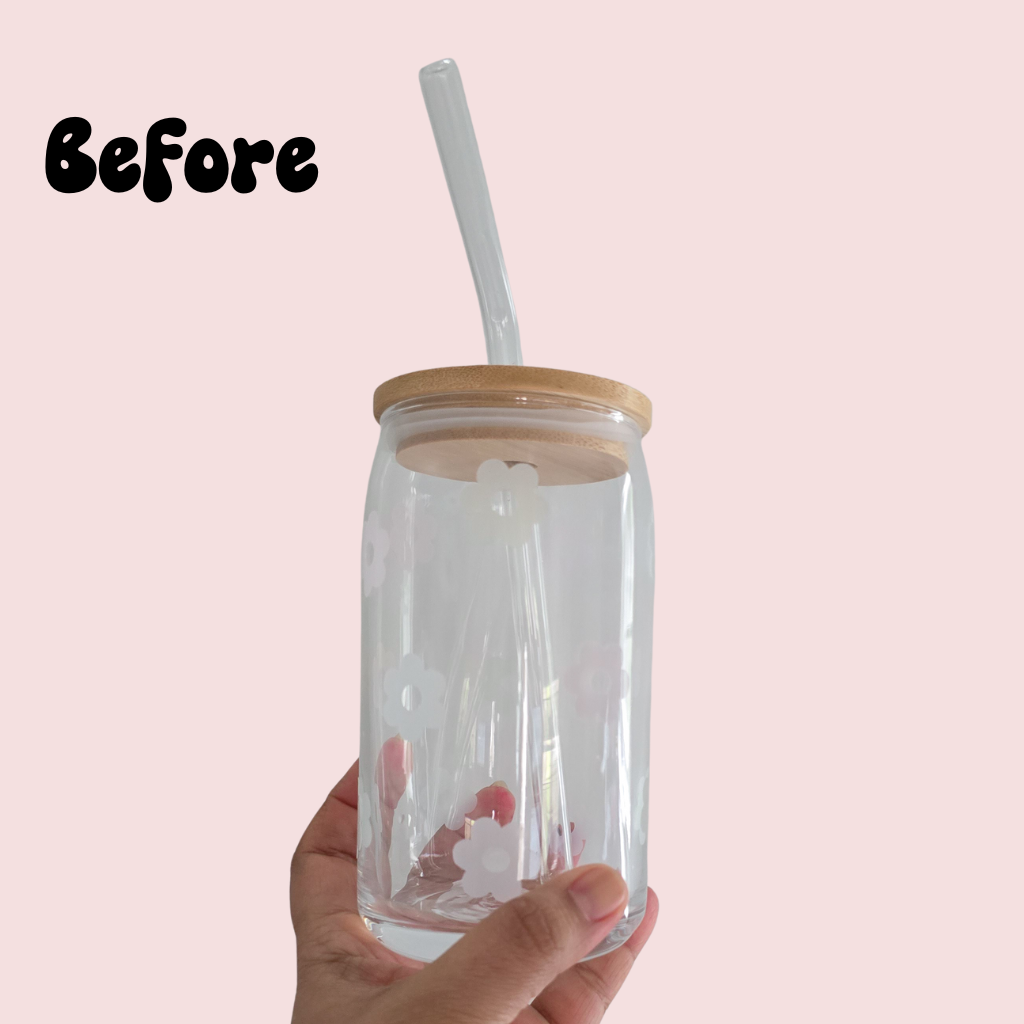 Rainbow Color Changing Daisy Glass Cup 16OZ Clear