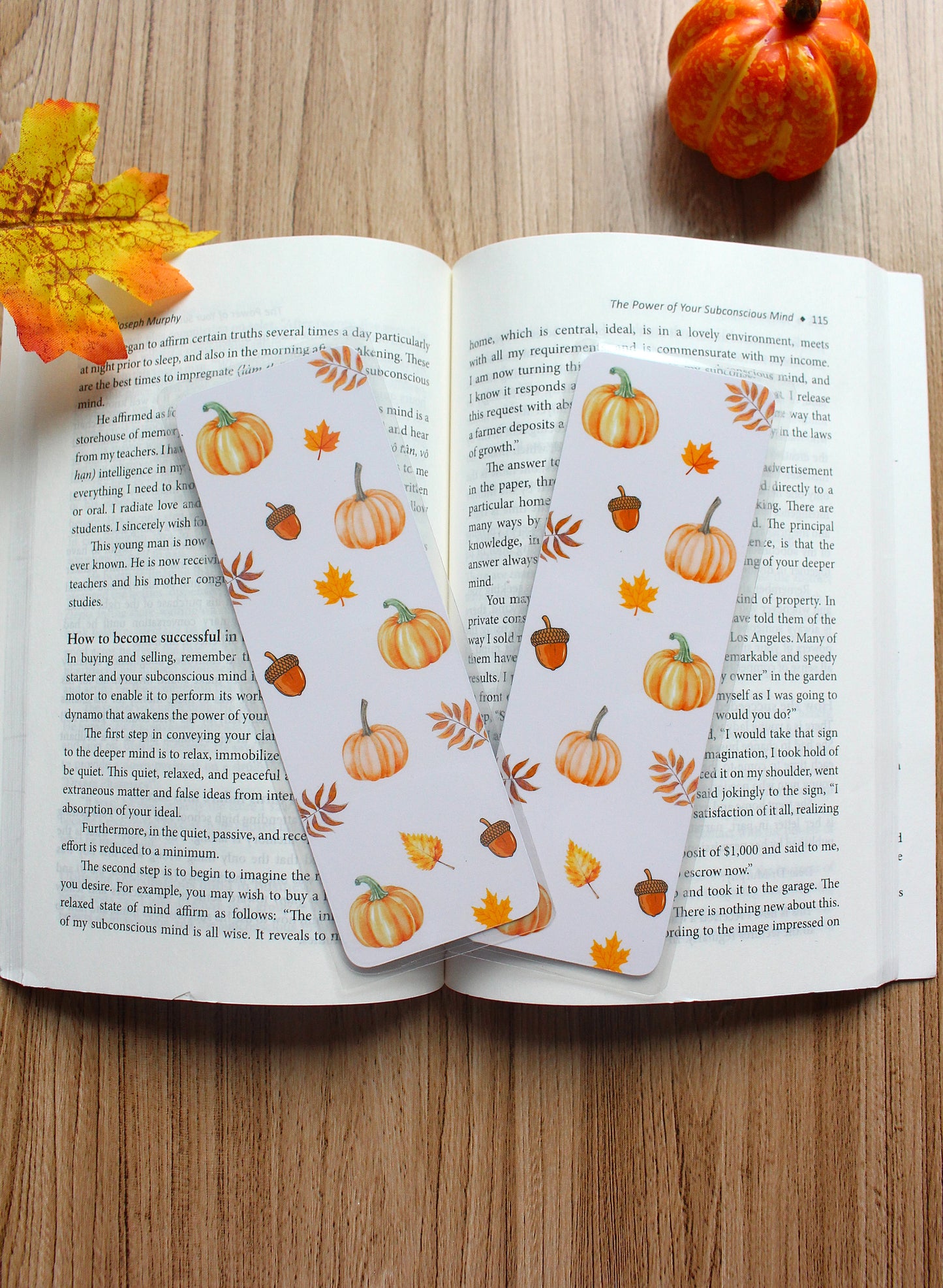 Orange pumpkin fall cardstock bookmark, Fall theme bookmark