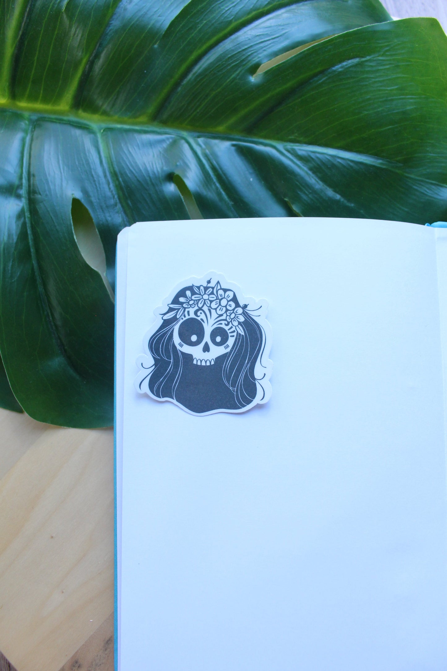 Skull girl Hair Flowers Sticker, Skull girl Hair sticker