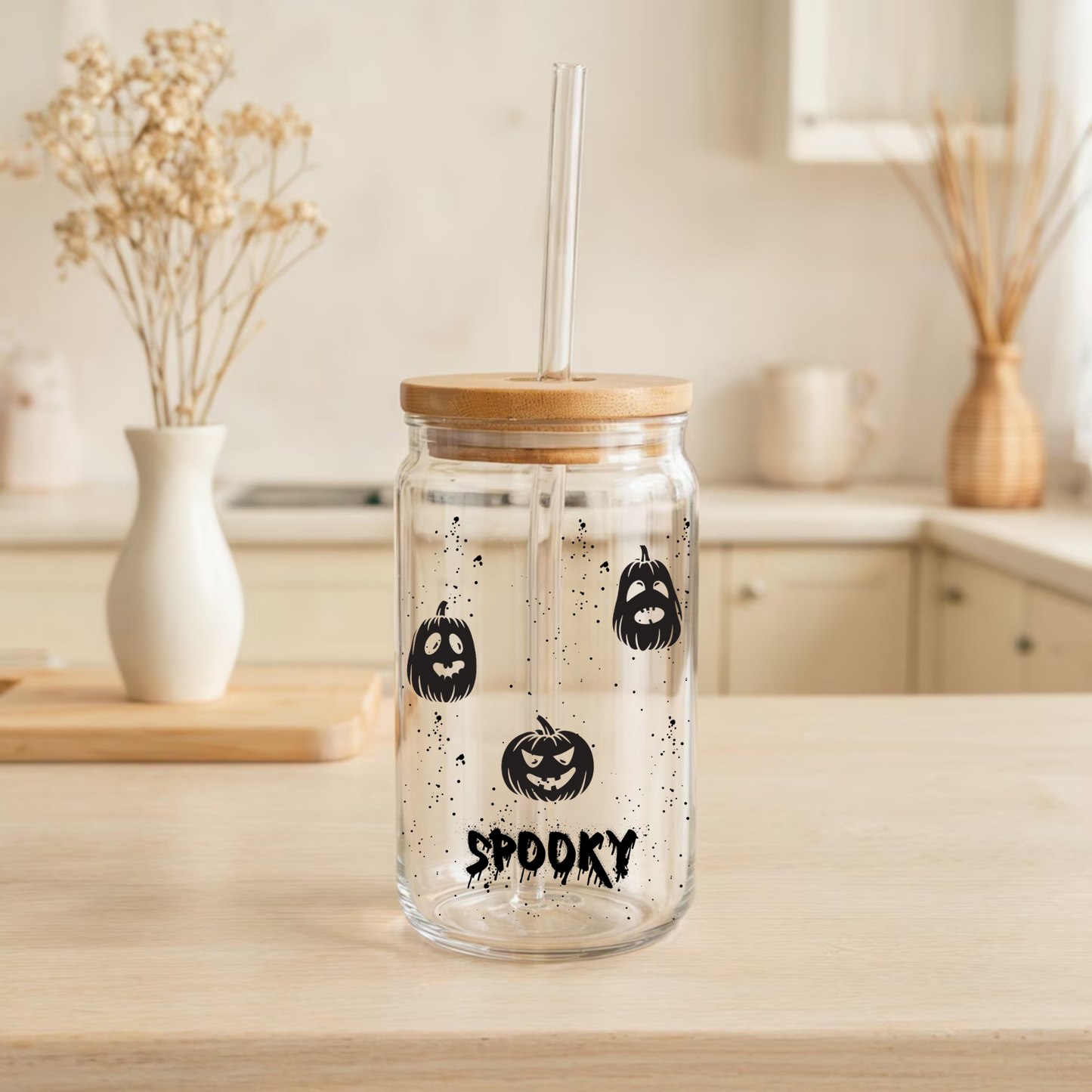 Spooky Pumpkin Glass Tumbler