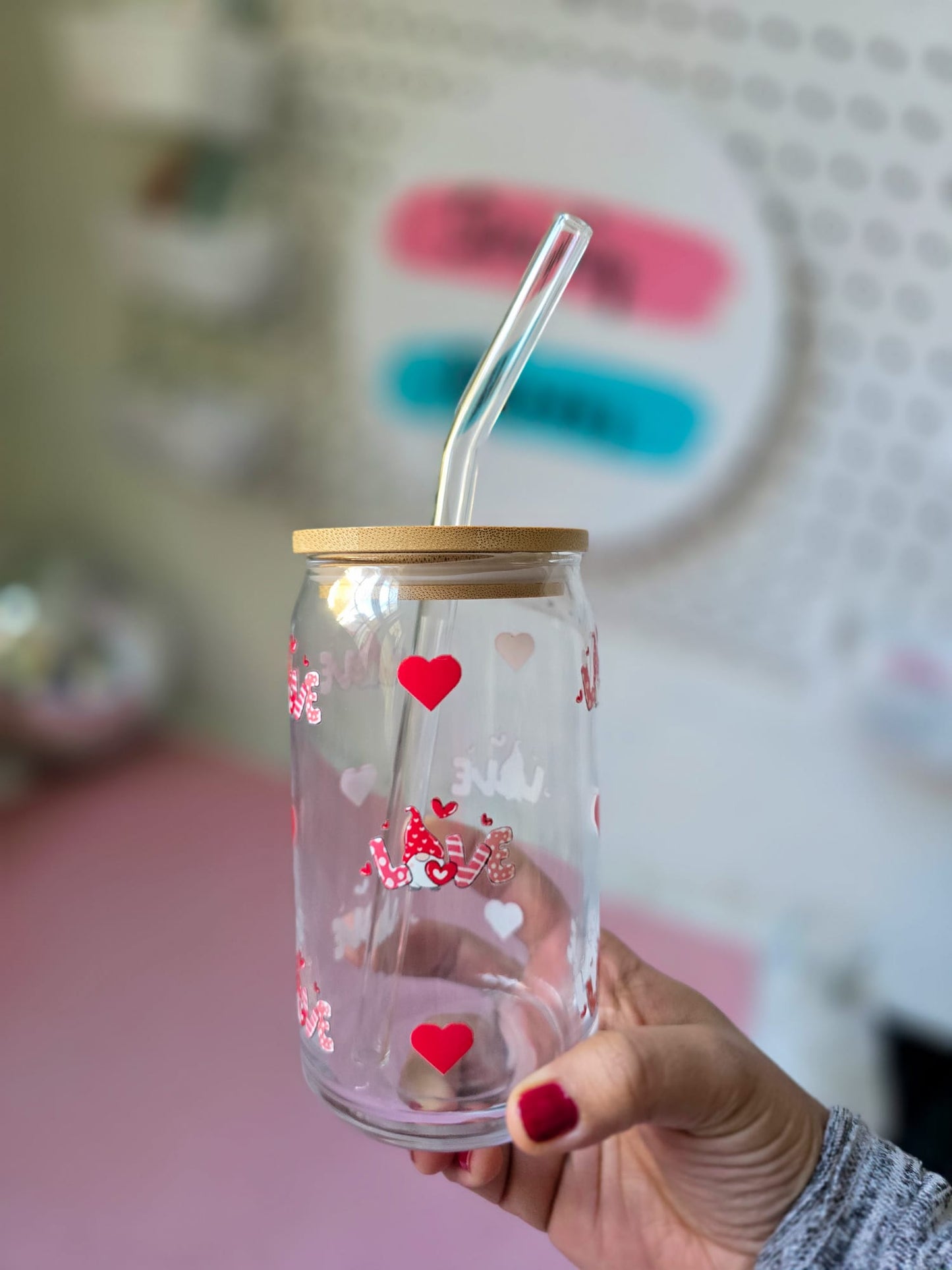 Valentine Love Clear 16 oz. Glass Cup