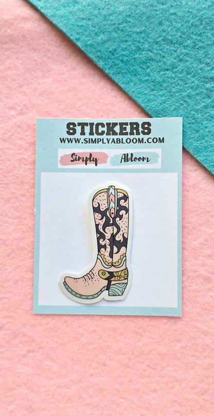 Cowgirl Pink  Boot Sticker, Pink  Boot Sticker, Aesthetic Stickers, Cowgirl Decals, Tumbler Sticker