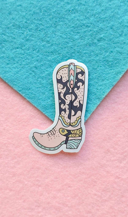 Cowgirl Pink  Boot Sticker, Pink  Boot Sticker, Aesthetic Stickers, Cowgirl Decals, Tumbler Sticker
