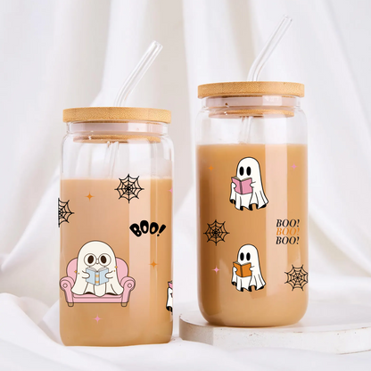 Spooky Ghost Book Reading Glass Tumbler