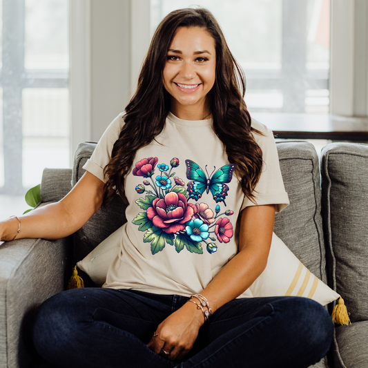 Butterfly And Flower Shirt