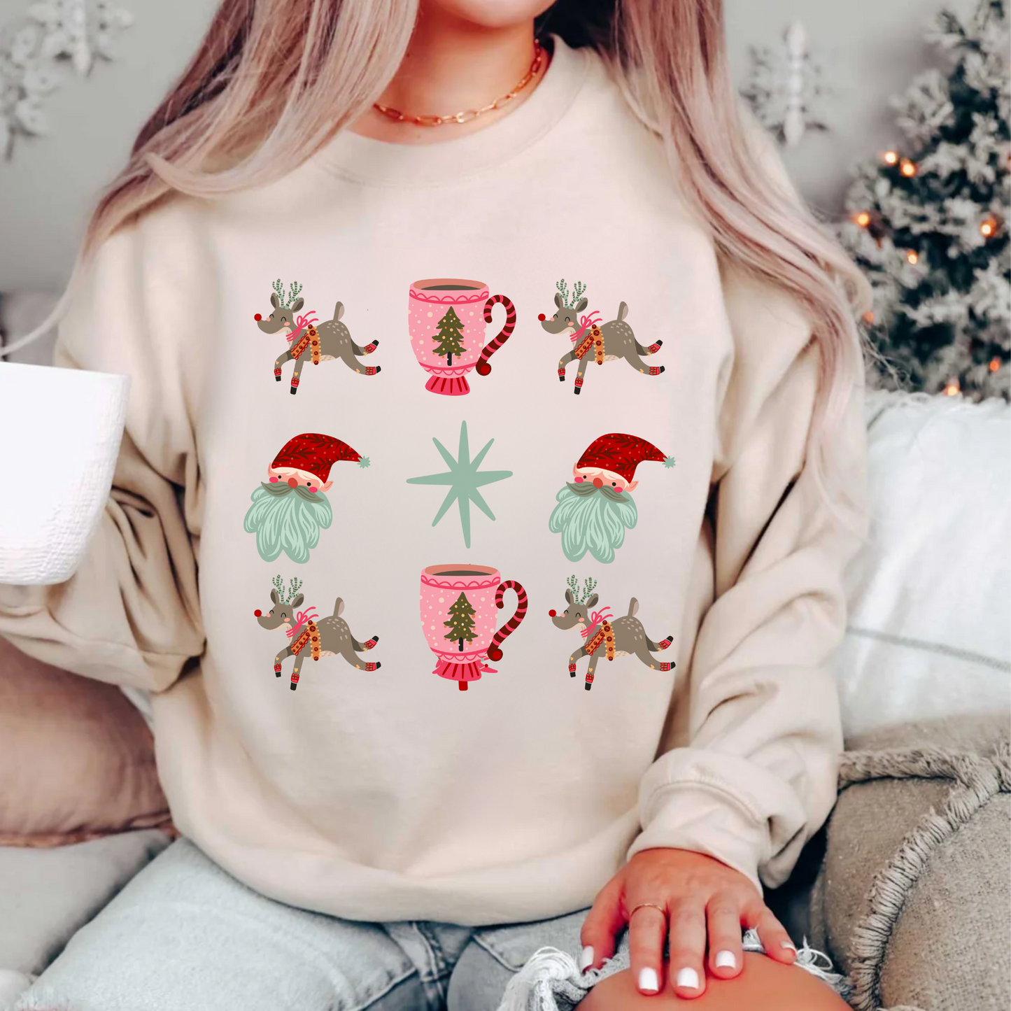 Coquette Retro Cup Christmas Sweatshirt
