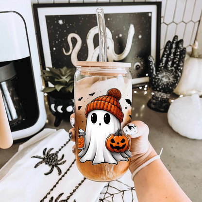 Personalized Halloween Ghost Glass Tumbler