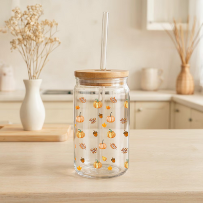Cozy Fall Aesthetic Glass Tumbler