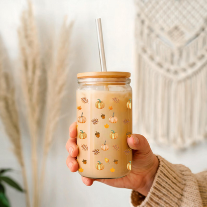 Cozy Fall Aesthetic Glass Tumbler