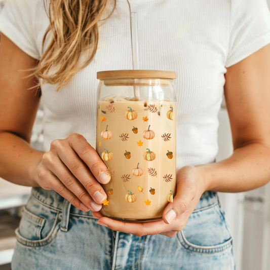 Cozy Fall Aesthetic Glass Tumbler