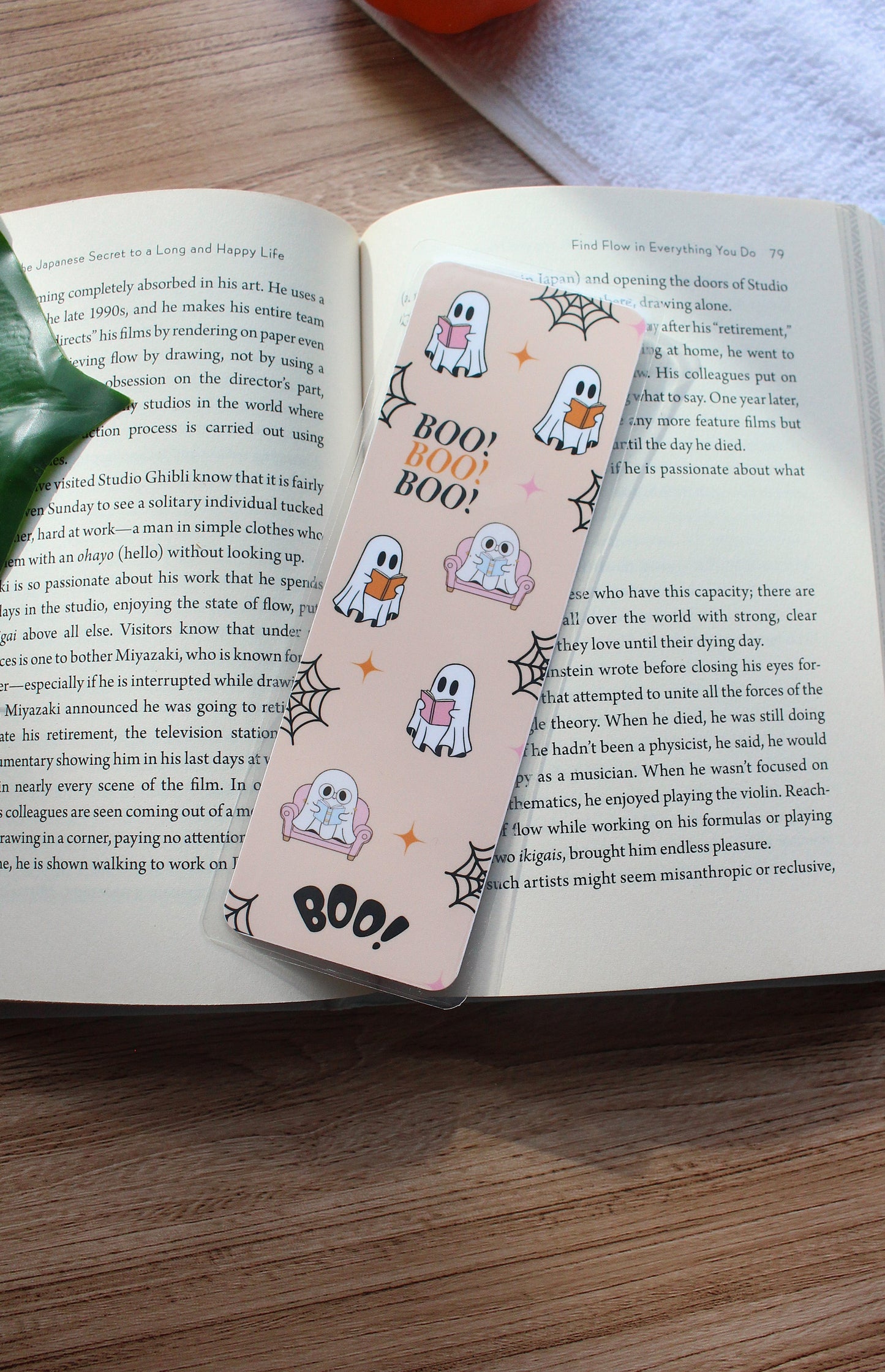 Boo ghost reading books cardstock bookmark, Cute ghost bookmark, Halloween Bookmark