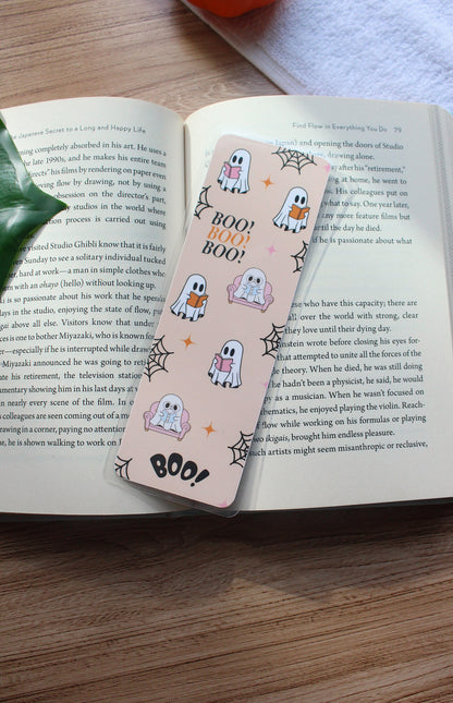 Boo ghost reading books cardstock bookmark, Cute ghost bookmark, Halloween Bookmark