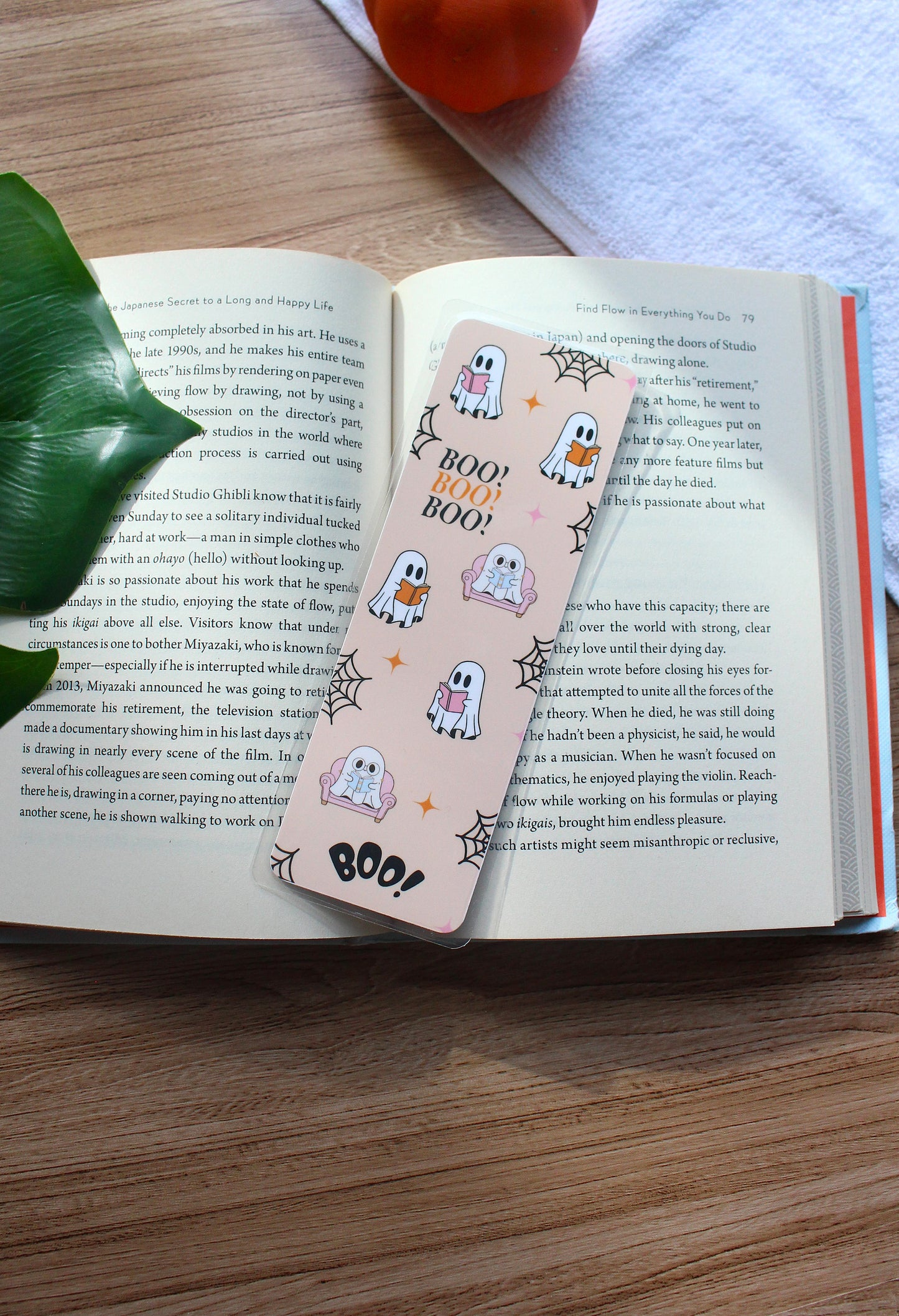 Boo ghost reading books cardstock bookmark, Cute ghost bookmark, Halloween Bookmark