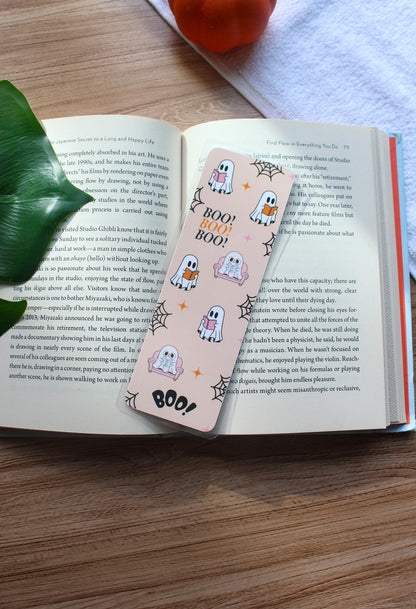Boo ghost reading books cardstock bookmark, Cute ghost bookmark, Halloween Bookmark