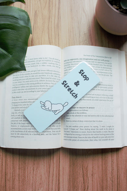 Stop & Stretch dog bookmark