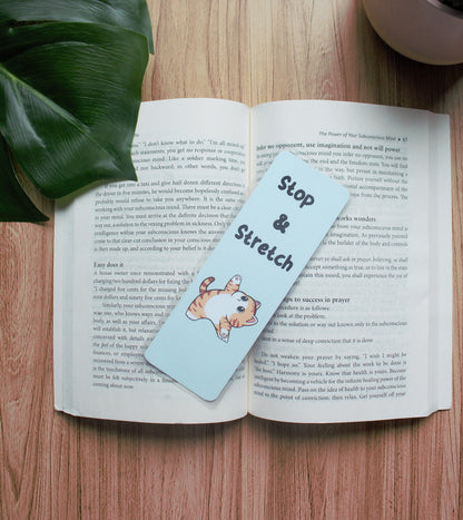 Stop & Stretch cat bookmark