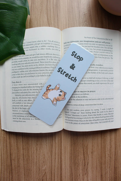 Stop & Stretch cat bookmark