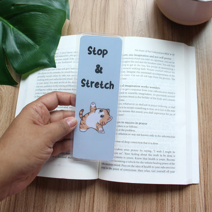 Stop & Stretch cat bookmark