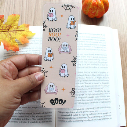 Boo ghost reading books cardstock bookmark, Cute ghost bookmark, Halloween Bookmark