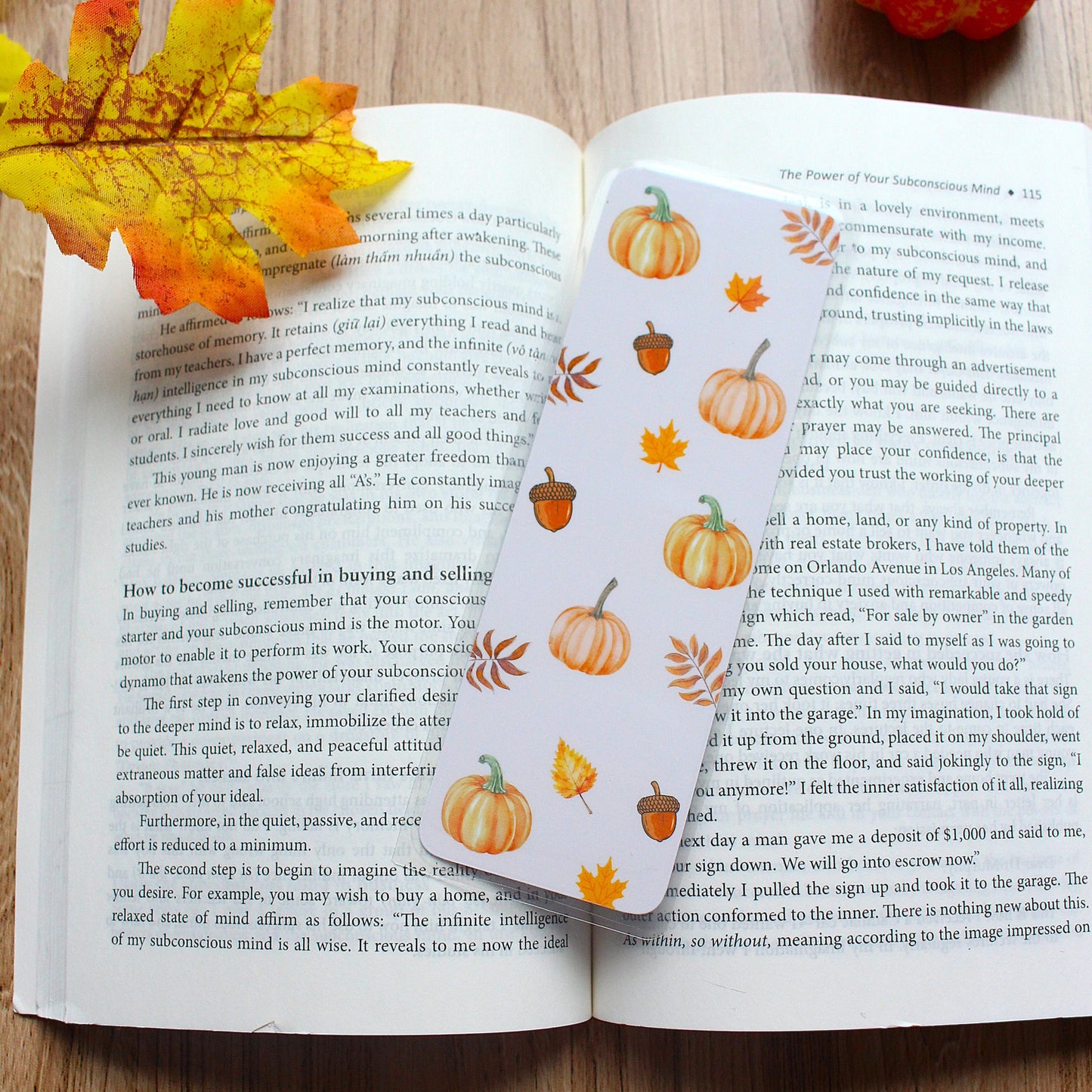 Orange pumpkin fall cardstock bookmark, Fall theme bookmark