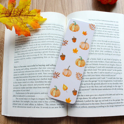 Orange pumpkin fall cardstock bookmark, Fall theme bookmark