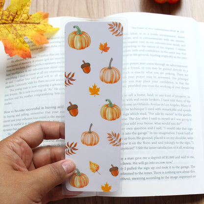 Orange pumpkin fall cardstock bookmark, Fall theme bookmark