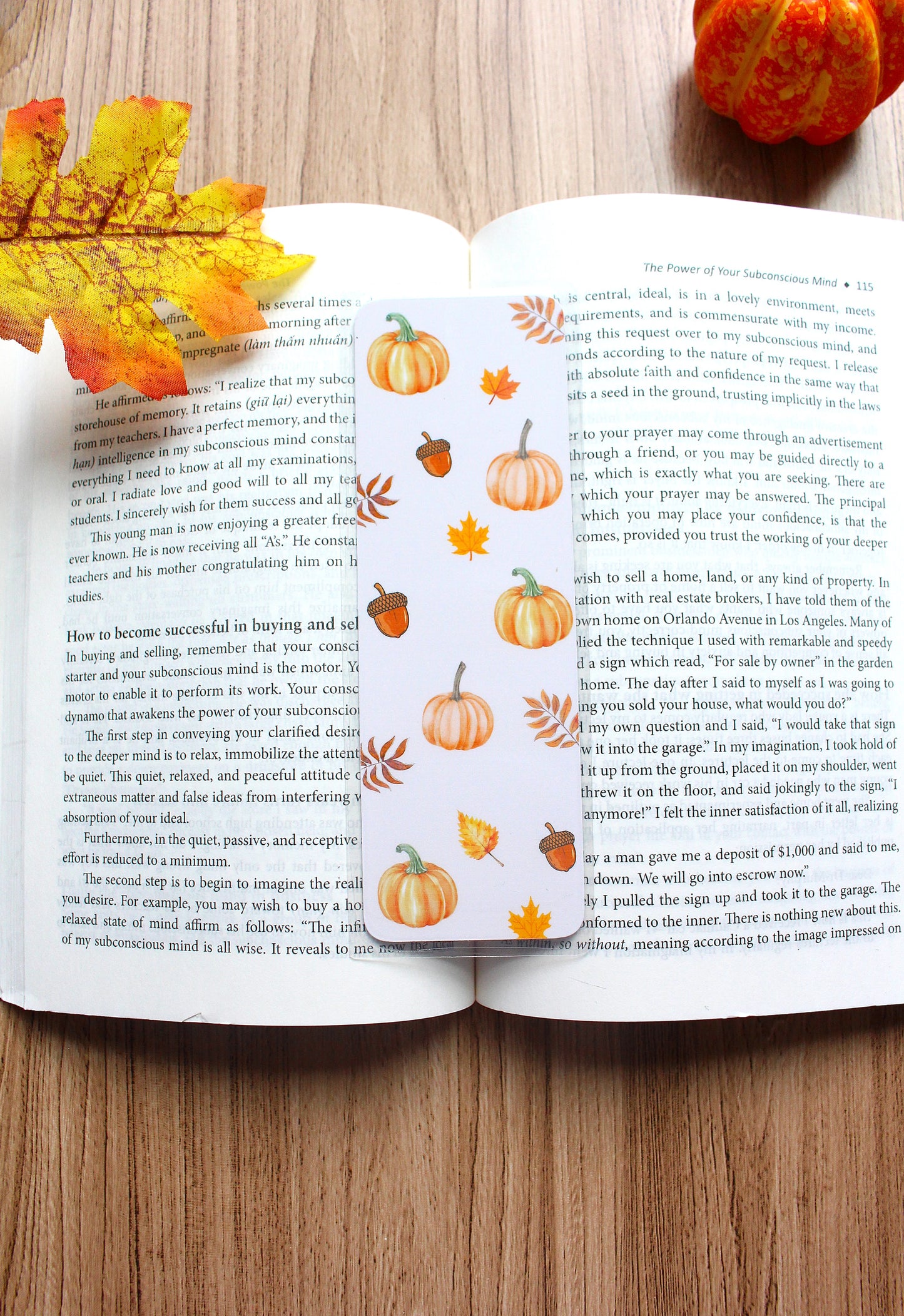 Orange pumpkin fall cardstock bookmark, Fall theme bookmark