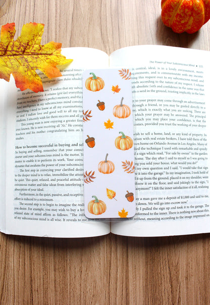Orange pumpkin fall cardstock bookmark, Fall theme bookmark
