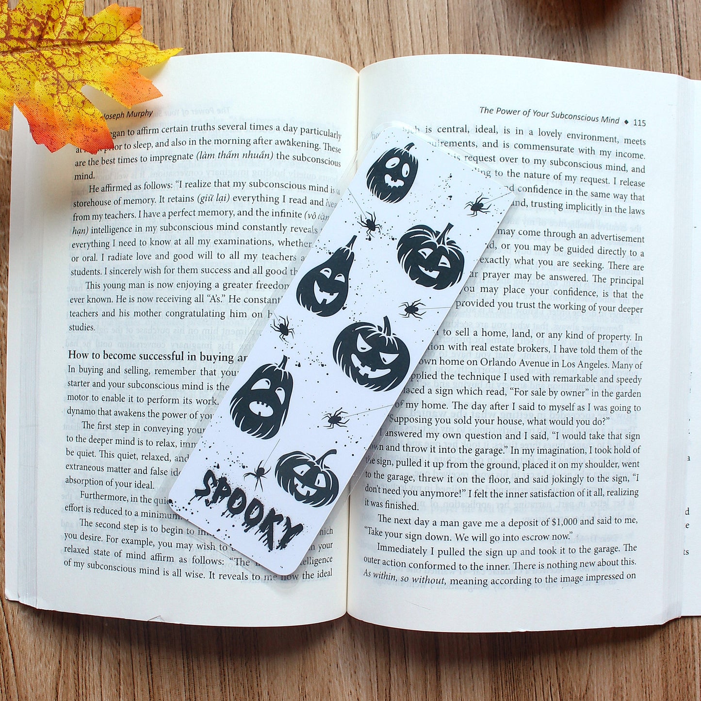 Black Spooky Pumpkin  Cardstock Bookmark, Laminated Bookmark, Halloween Bookmark