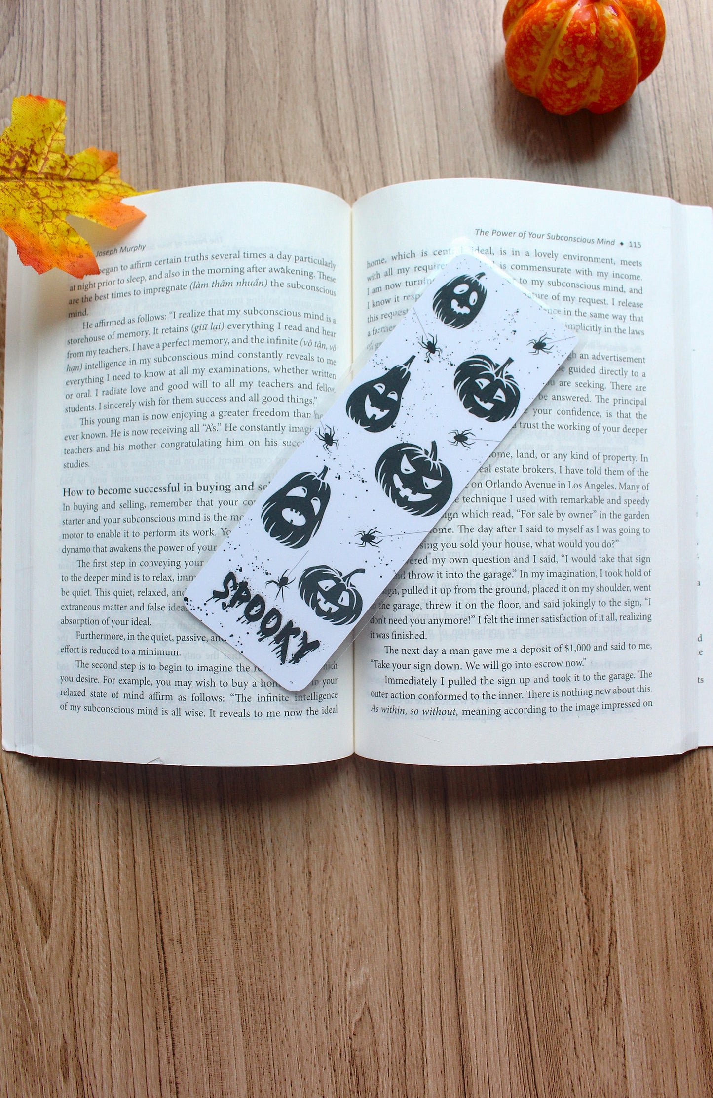 Black Spooky Pumpkin  Cardstock Bookmark, Laminated Bookmark, Halloween Bookmark