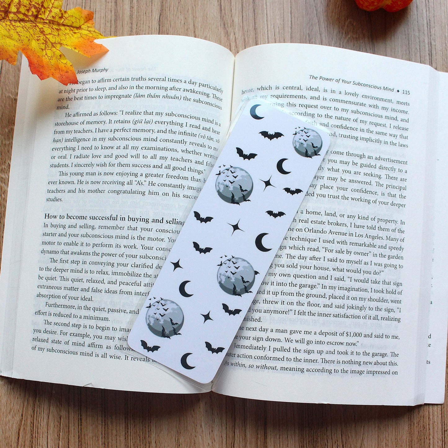 Spooky Bats Cardstock Bookmark, Laminated Bookmark, Halloween Bookmark