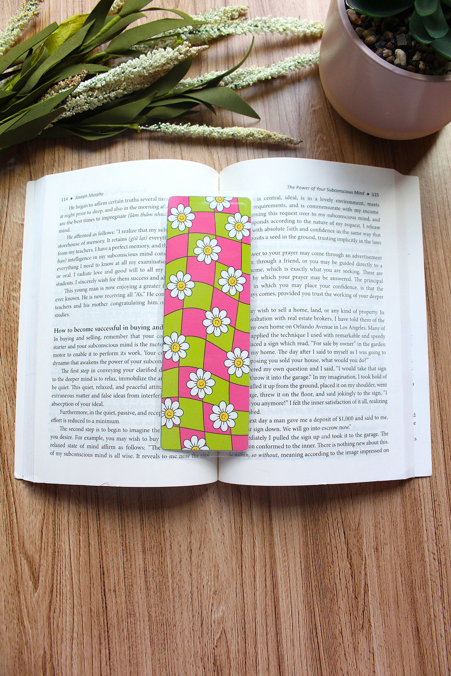 Floral Checkered Bookmark