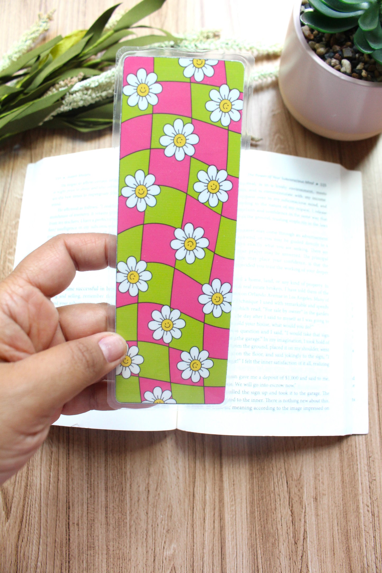 Floral Checkered Bookmark