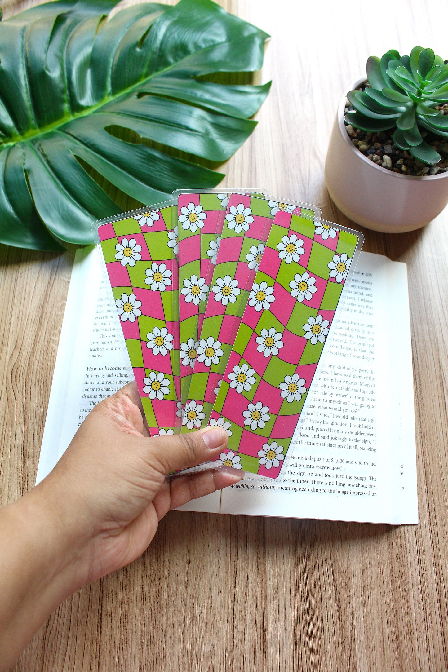 Floral Checkered Bookmark
