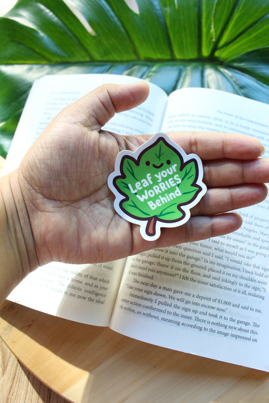 Leaf your worries behind sticker