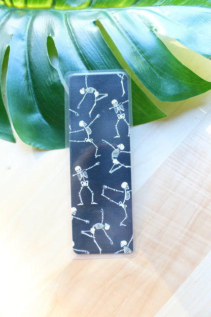 Skeleton Dancing Cardstock Bookmark, Laminated Bookmark, Halloween Bookmark