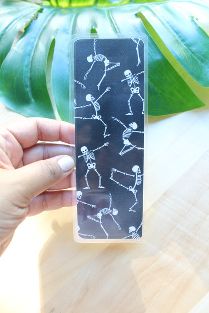 Skeleton Dancing Cardstock Bookmark, Laminated Bookmark, Halloween Bookmark