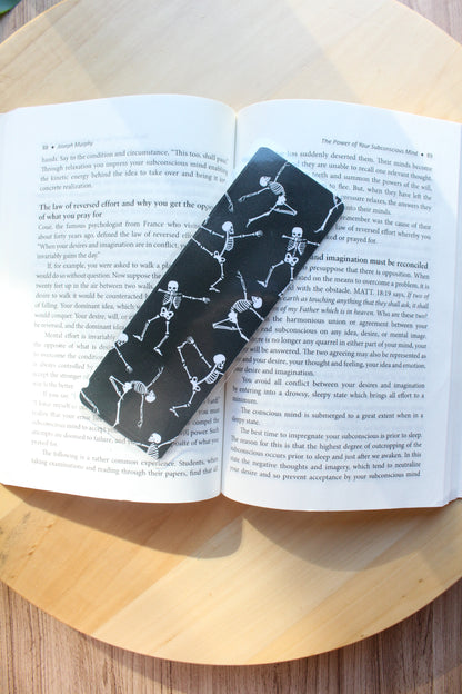 Skeleton Dancing Cardstock Bookmark, Laminated Bookmark, Halloween Bookmark