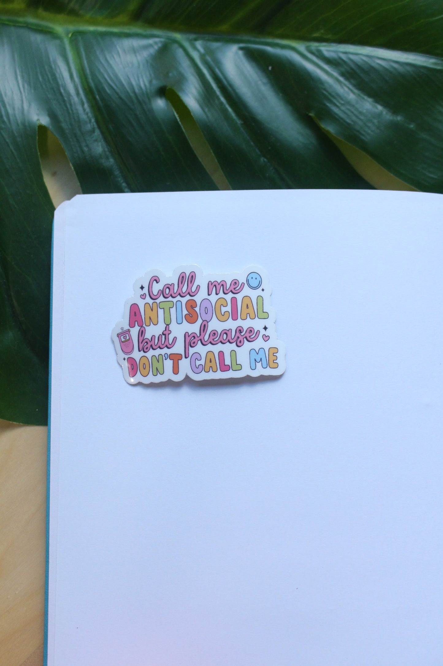 Call Me Antisocial But Please Don’t Call Me Sticker, Mental Health Decal, Water bottle Stickers