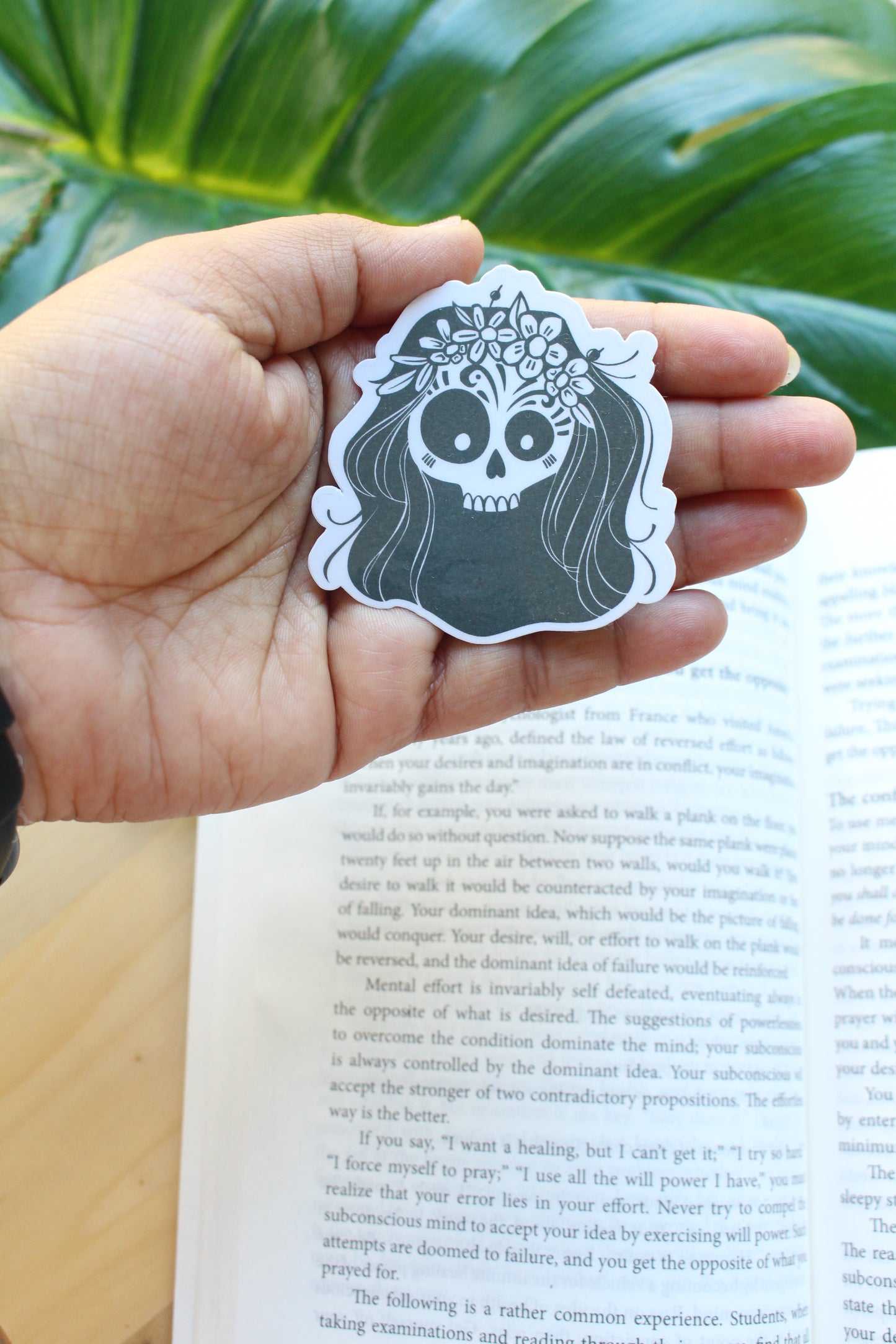 Skull girl Hair Flowers Sticker, Skull girl Hair sticker