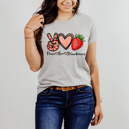 Love Peace Strawberries Shirt