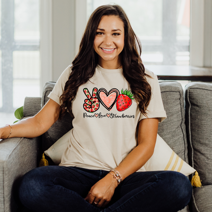 Love Peace Strawberries Shirt