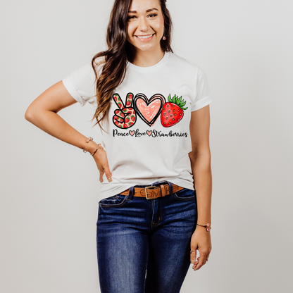 Love Peace Strawberries Shirt