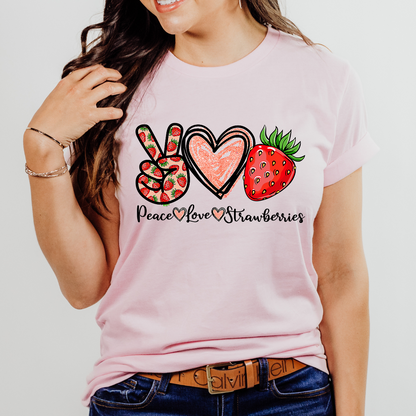 Love Peace Strawberries Shirt