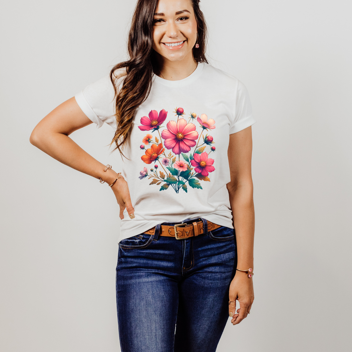 Pink And Orange Flower Shirt