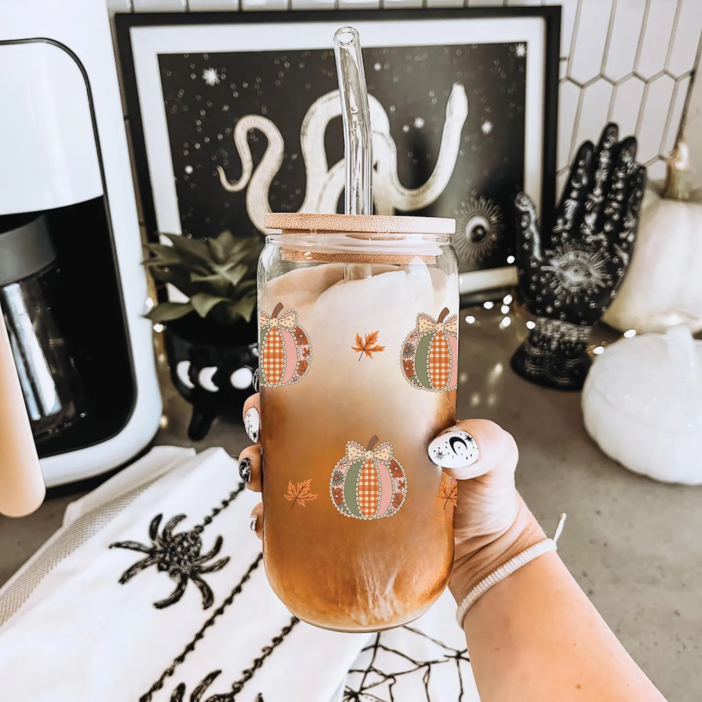 Pumpkin Fall Aesthetic Glass Tumbler