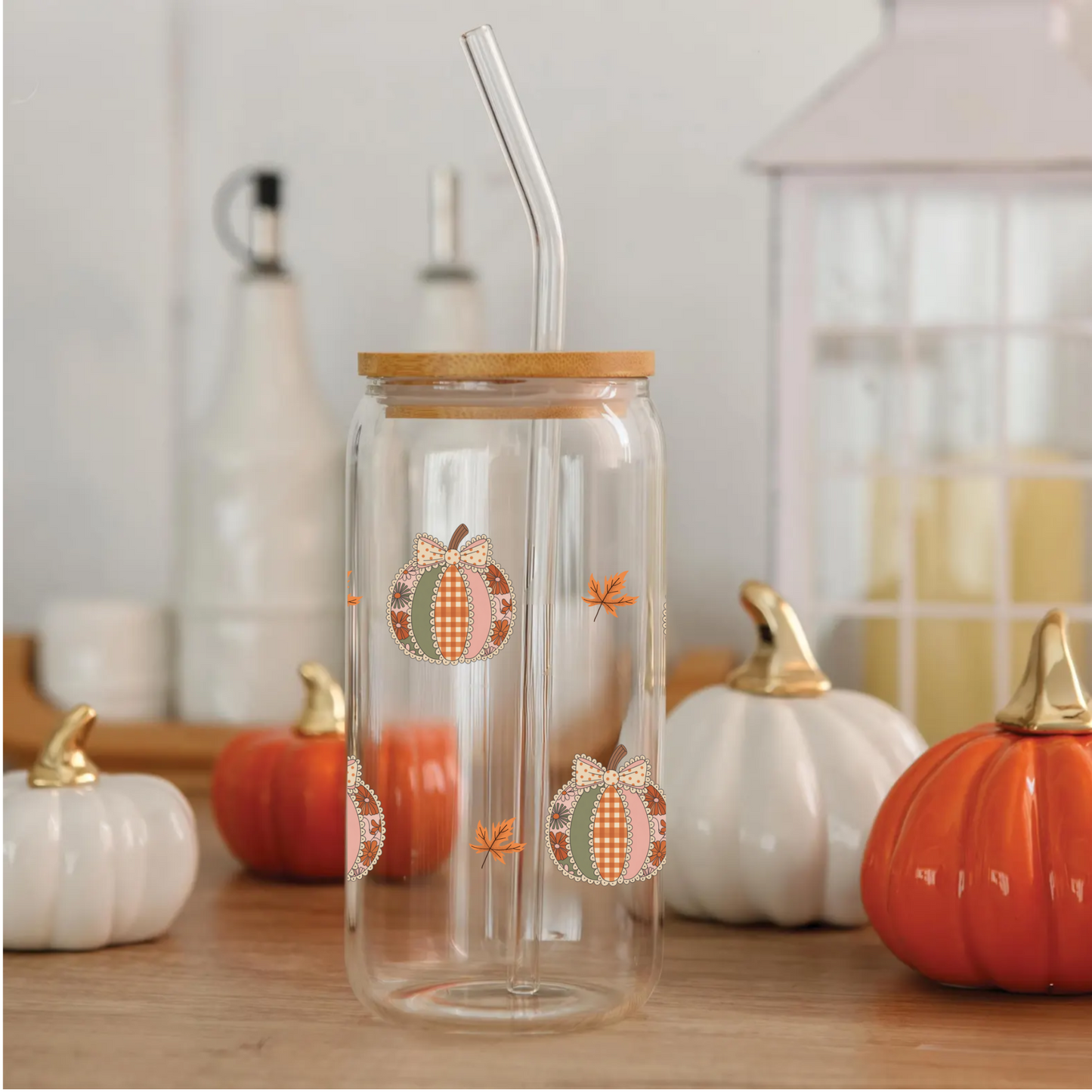 Pumpkin Fall Aesthetic Glass Tumbler