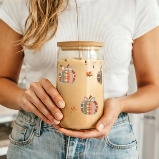 Pumpkin Fall Aesthetic Glass Tumbler